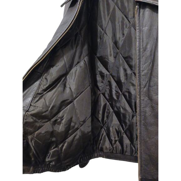 Vintage Brown Leather Jacket Top Gun Sz XL Tom Cruise  Oversized Moto Aviator - Picture 5 of 16